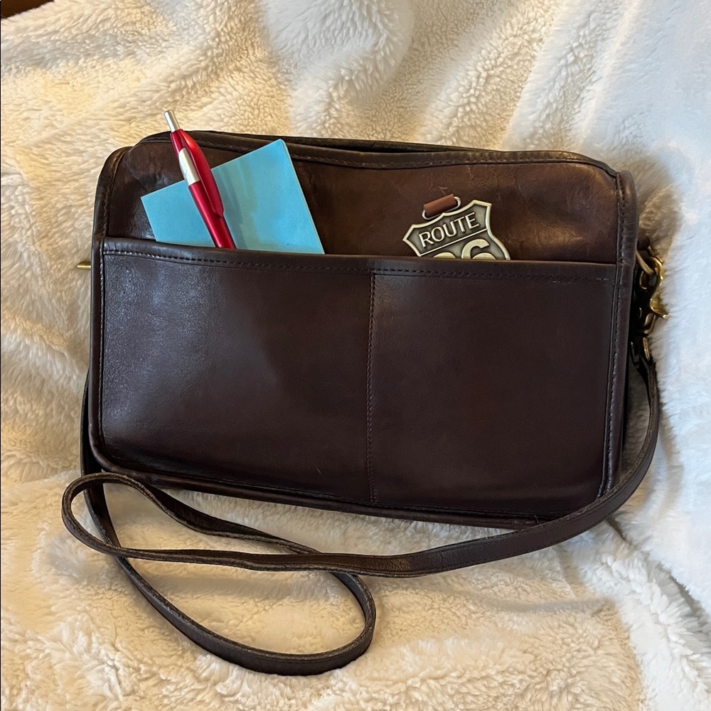 Coach Companion Bag - Mahogany Brown Leather multi pocket Made in NYC